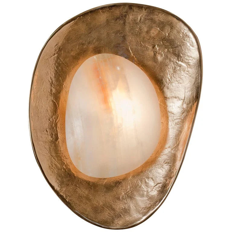 Handcrafted Copper & Marble Wall Sconce – Luxury Artistic Light for High End Interiors