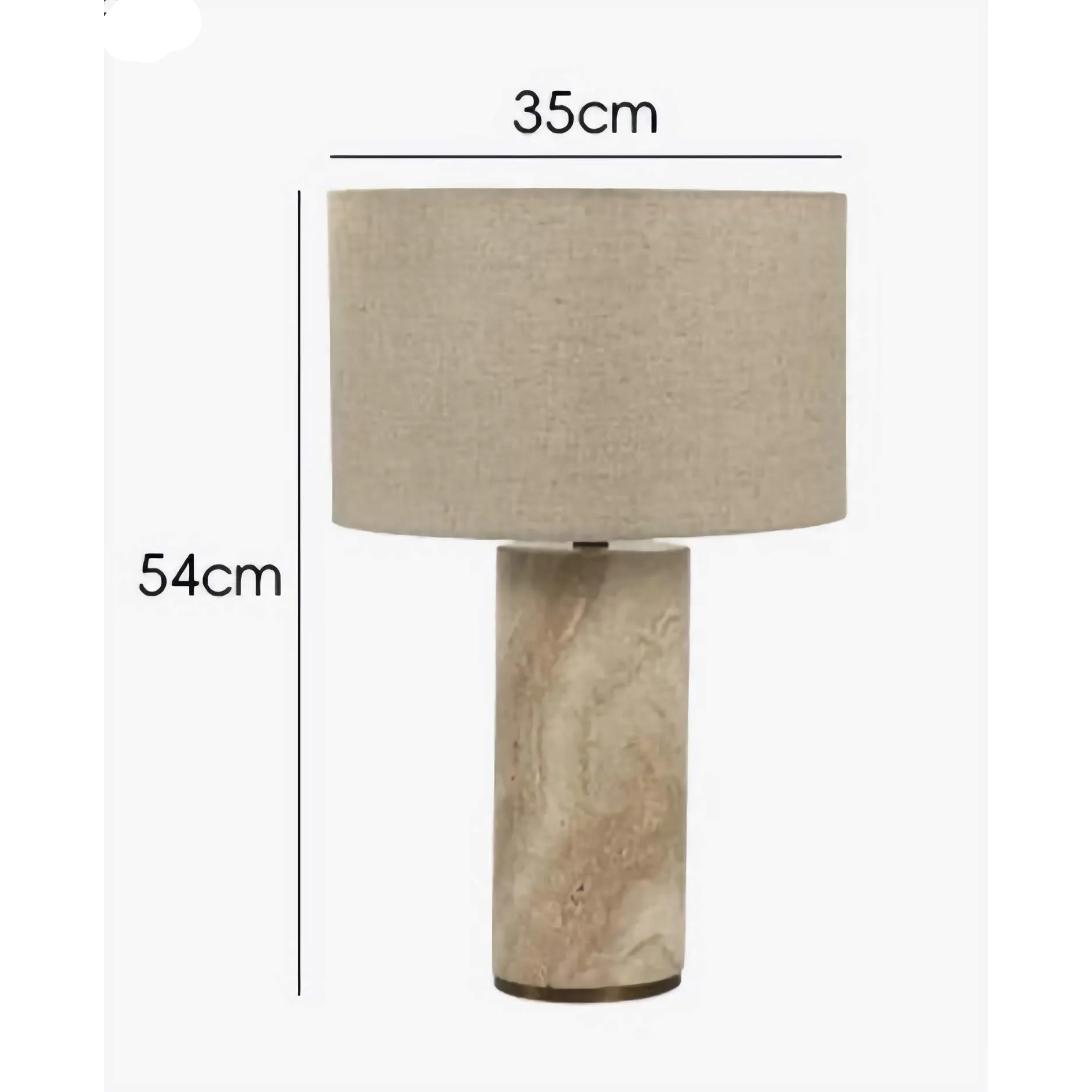 Marble and Fabric Table Lamp – Natural Stone Accent for Modern Living Room or Bedroom