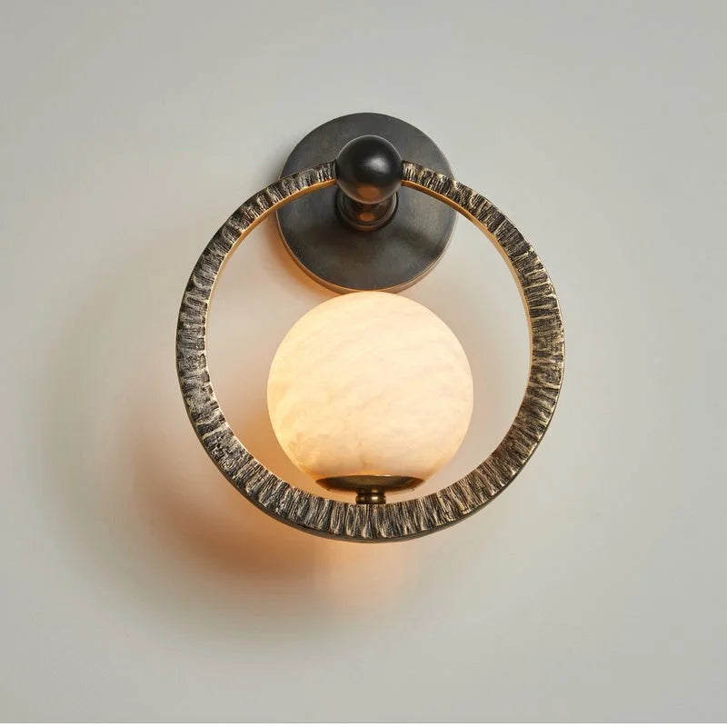 Alabaster Globe Wall Sconce Forged Iron – Modern Organic Ring Light Casalolalights Luxury Lamps for Interior Designers