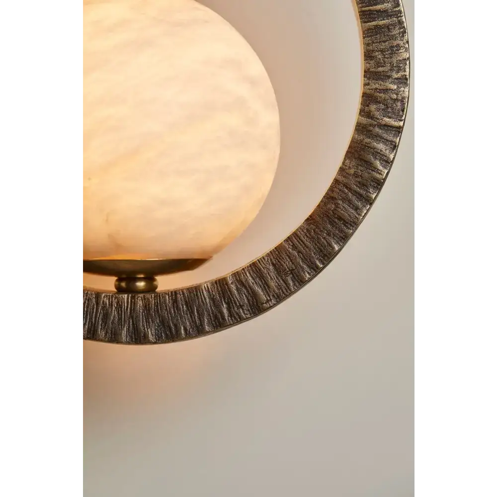 Textured Brass Ring Sconce | Marble Globe Bedside Light - Wall Sconces