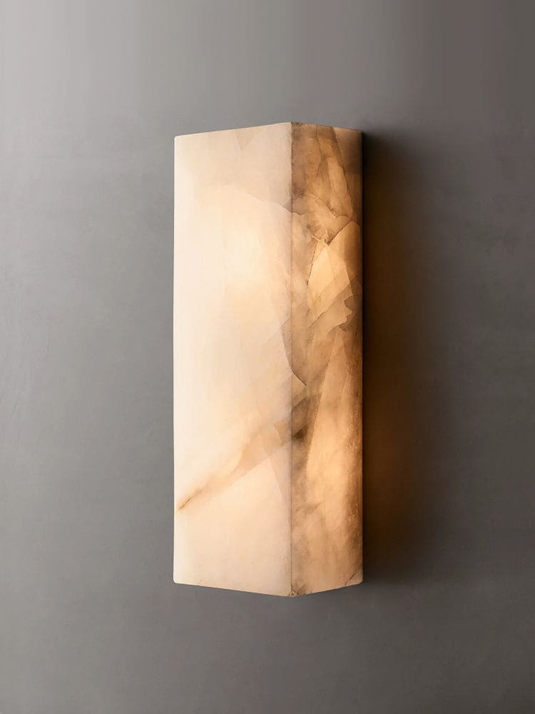 Luxury Alabaster Marble Wall Sconce – Modern Minimalist Led Light for Bedroom & Hallway - Sconces