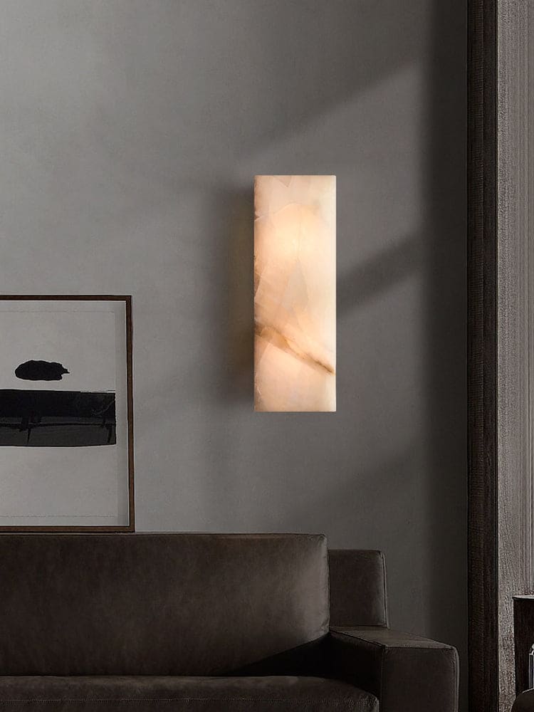 Luxury Alabaster Marble Wall Sconce – Modern Minimalist Led Light for Bedroom & Hallway - Sconces