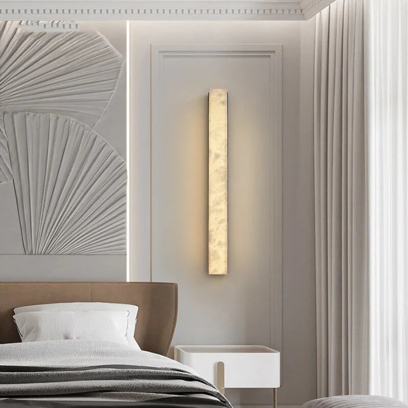 Marble Wall Sconce 60-80cm | Slim Stone & Copper Bar Light Up-down Led Hallway Stairwell Bedside Casalolalights Luxury
