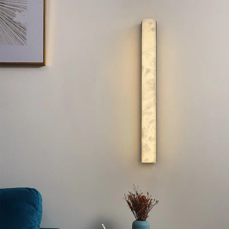 Marble Wall Sconce 60-80cm | Slim Stone & Copper Bar Light Up-down Led Hallway Stairwell Bedside Casalolalights Luxury