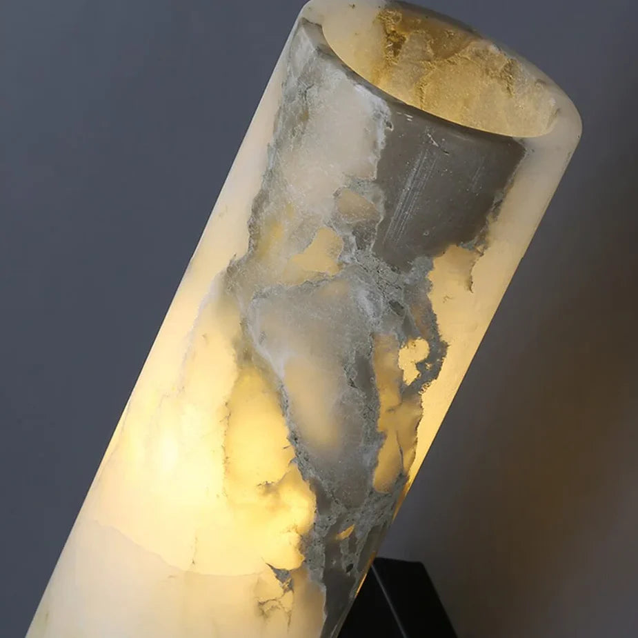 Marble Wall Sconce 38cm | Natural Stone Base & Frosted Glass Globe Light Living Room Bedroom Hallway Casalolalights