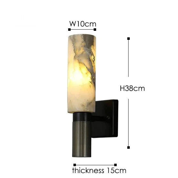 Marble Wall Sconce 38cm | Natural Stone Base & Frosted Glass Globe Light Living Room Bedroom Hallway Casalolalights