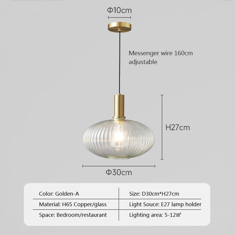 Transparent Glass Pendant Lights | 1-light for Kitchen Bedroom Bathroom - Lamps