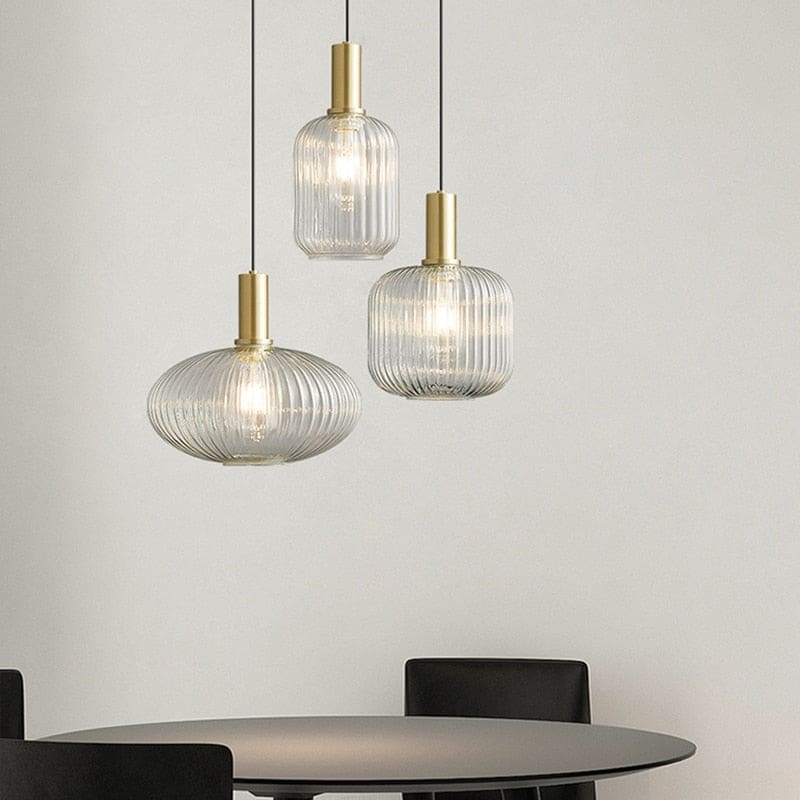 Transparent Glass Pendant Lights | 1-light for Kitchen Bedroom Bathroom - Lamps