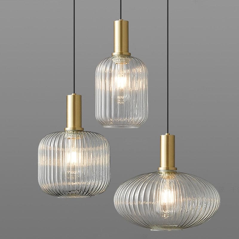 Transparent Glass Pendant Lights | 1-light for Kitchen Bedroom Bathroom - Lamps