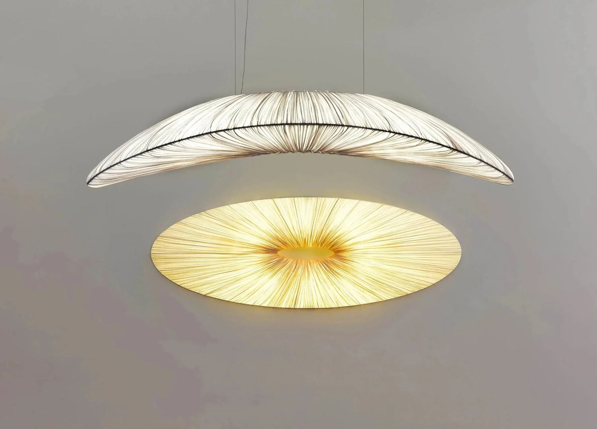 Fabric Linear Chandelier Marine Cloth | Four Lengths Soft Glare Free Light Hand Worked Casalola Lights Luxury Lamps