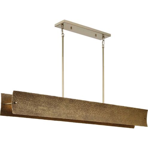 Solid Copper Linear Suspension | Brutalist Texture | 137cm - 182cm Dining Light | Heavy Cast Metal | Casalola Lights