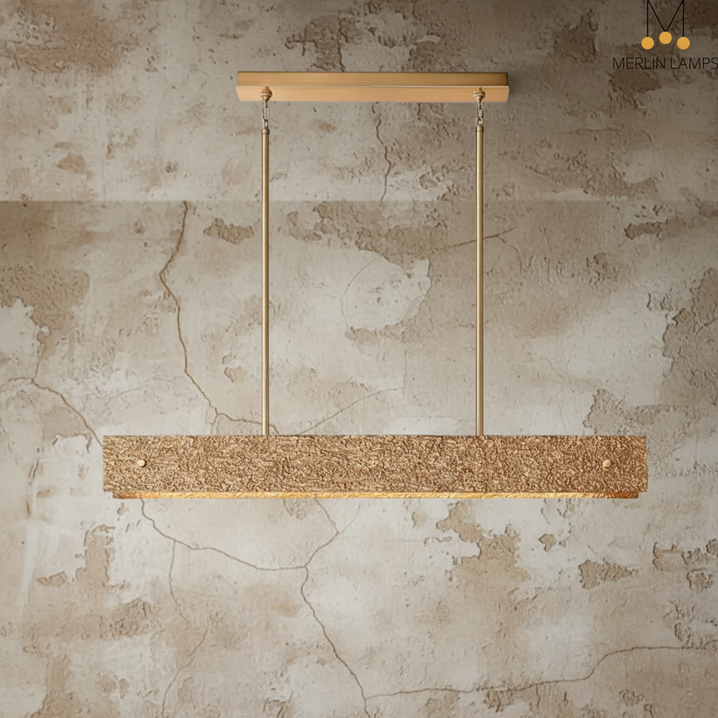 Solid Copper Linear Suspension | Brutalist Texture | 137cm - 182cm Dining Light | Heavy Cast Metal | Casalola Lights