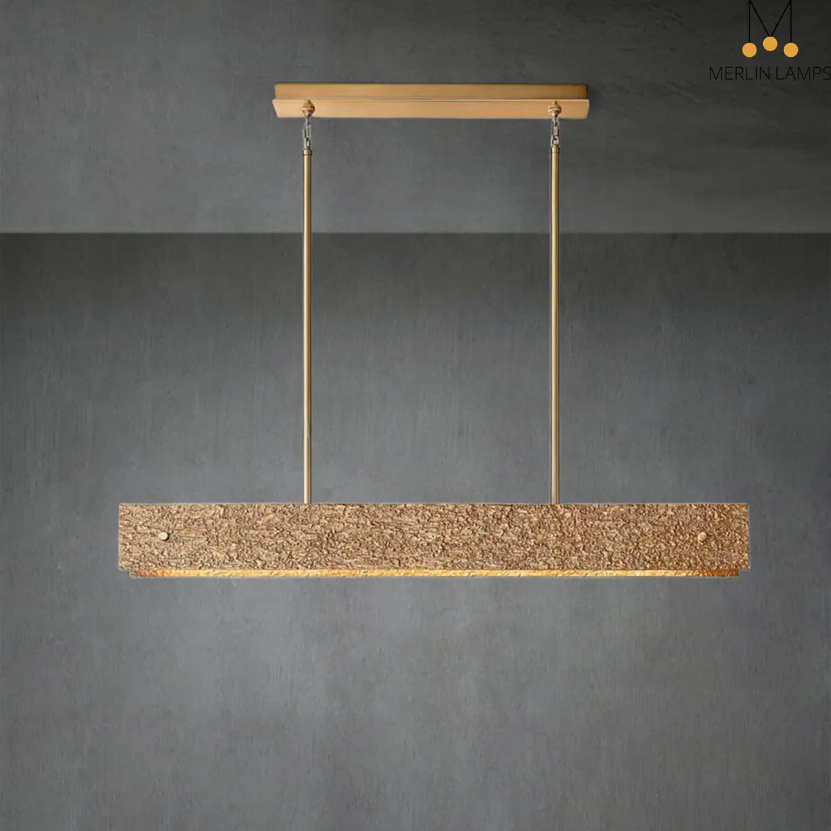 Solid Copper Linear Suspension | Brutalist Texture | 137cm - 182cm Dining Light | Heavy Cast Metal | Casalola Lights