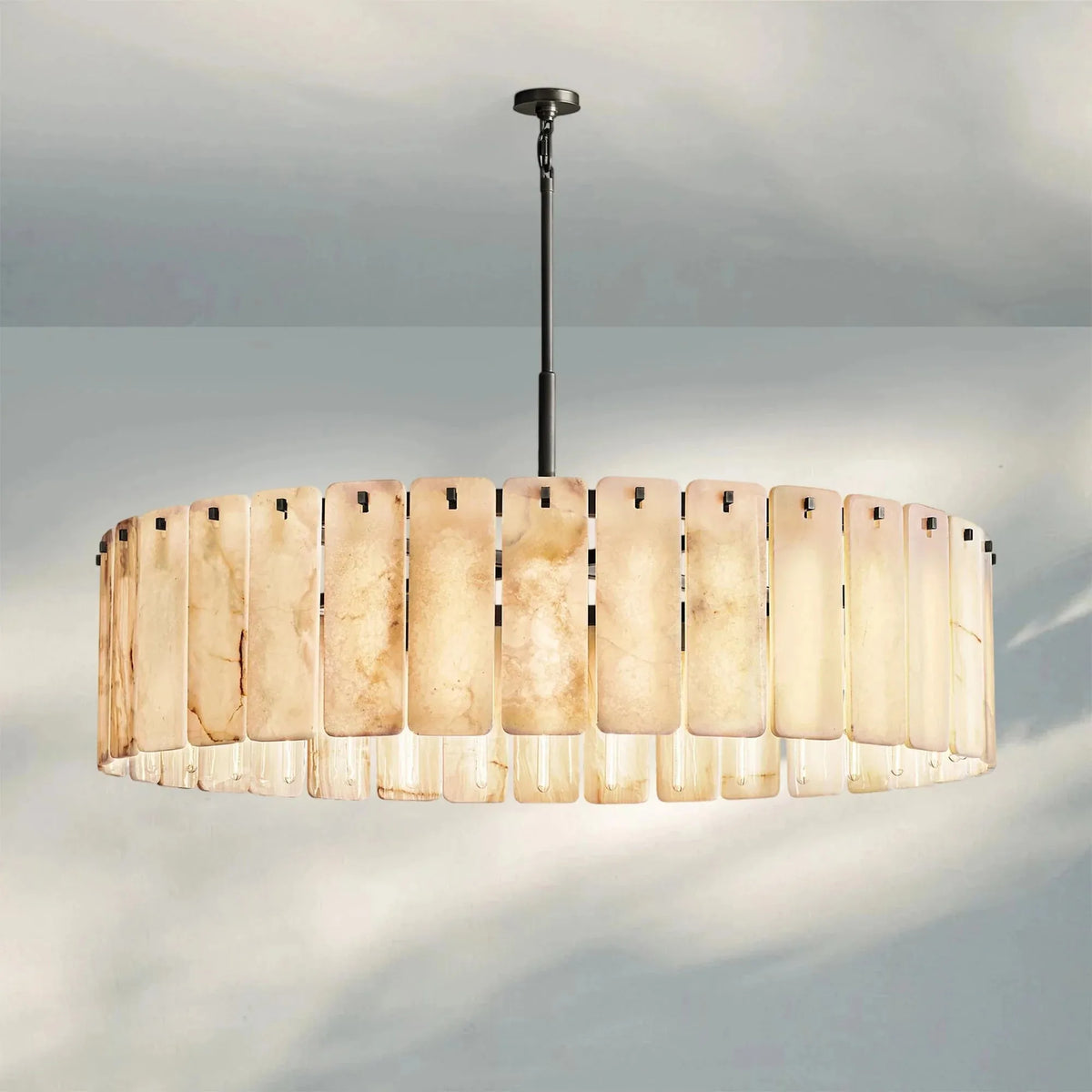 Spanish Alabaster Ring Chandelier for Dining Room | 91cm 122cm 152cm Solid Copper Mid-century Casalolalights Luxury