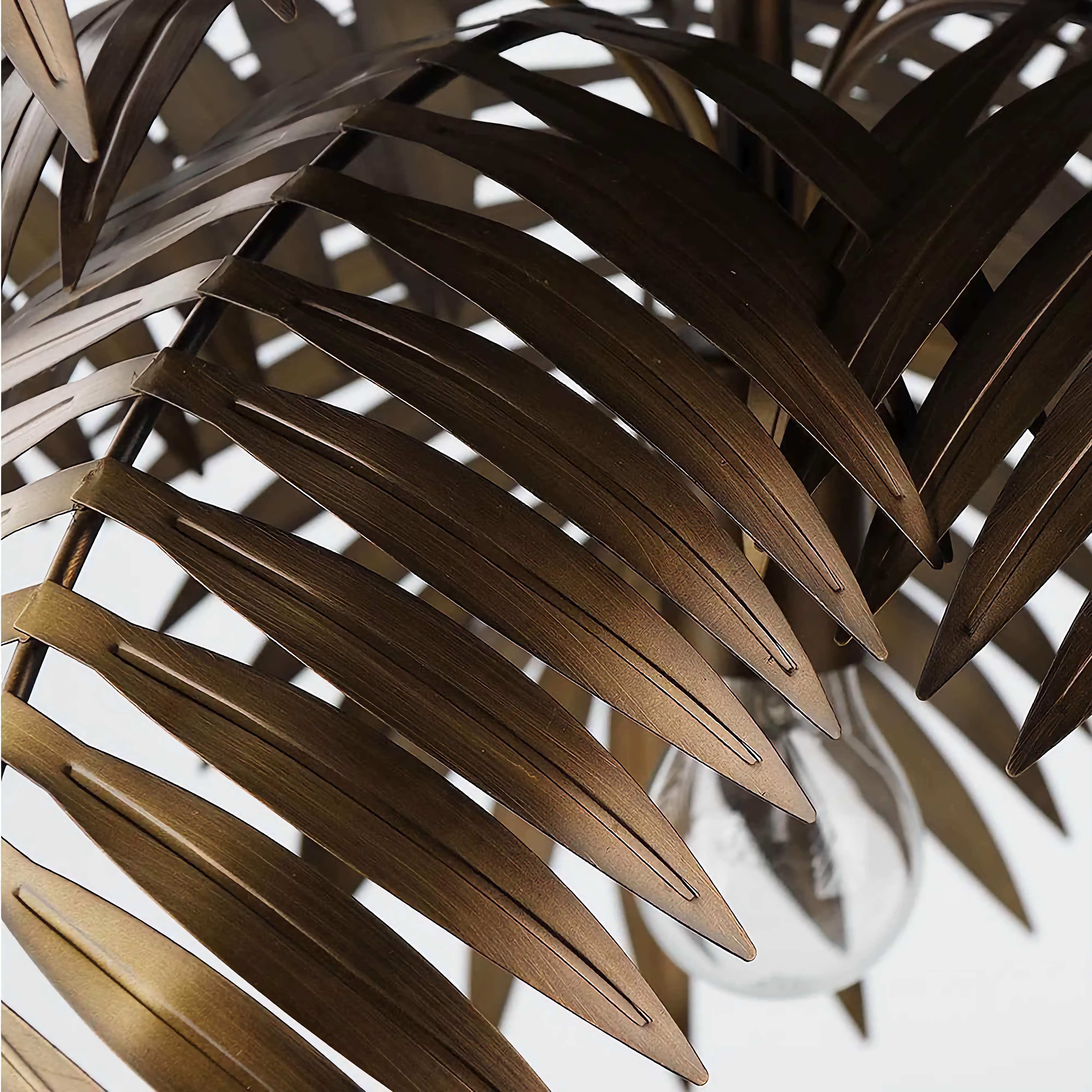 Metal Palm Leaf Pendant Light 50cm | Brushed Gold Tropical Leaves Fixture Dining Room Entry & Living Casalolalights