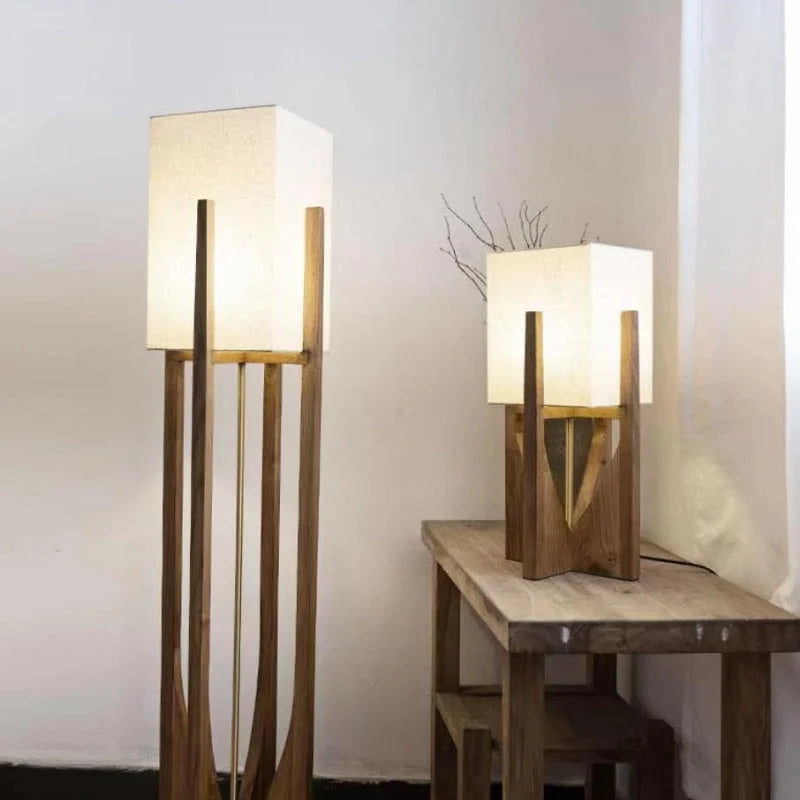 Mid Century Table Lamp | Japanese Light | Rustic | Wood Floor | Casalola