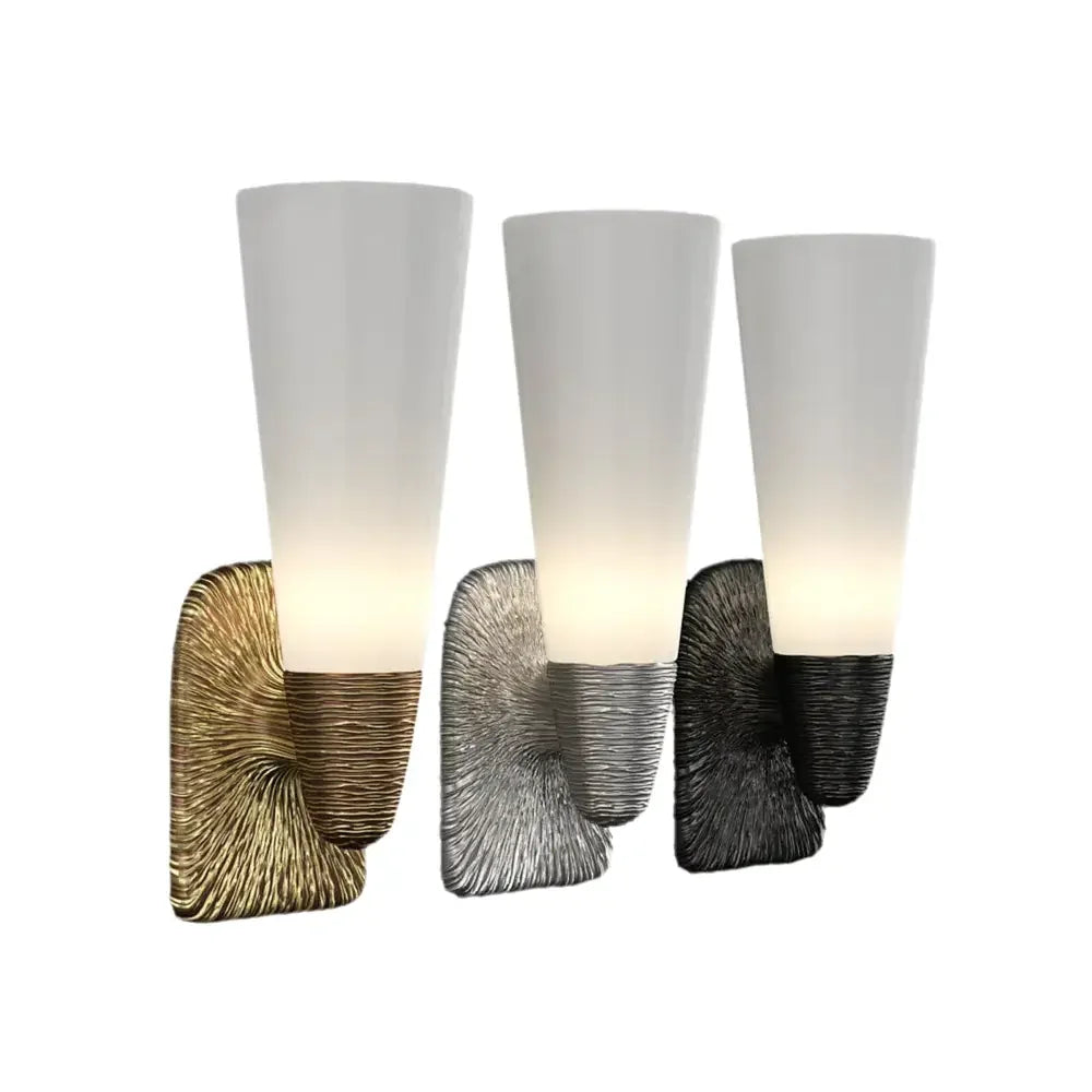 Textured Metal Cone Sconce | Mid-century Modern Wall Light - Sconces