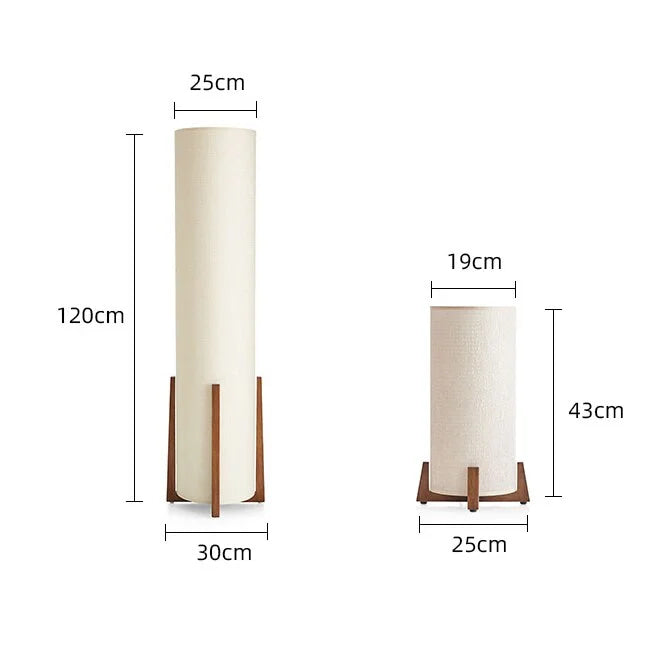 Solid Wood Floor Lamp Minimalist White Cloth Lampshade Japandi Decor | Cl420025