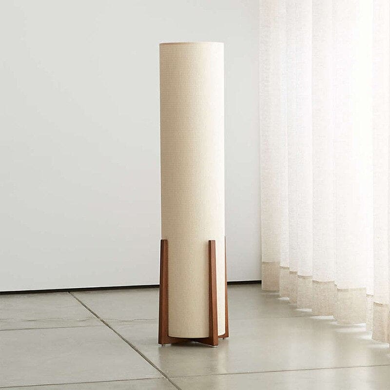 Solid Wood Table Lamp Minimalist White Cloth Lampshade Japandi Decor - Lamps
