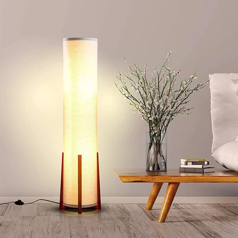 Natural wood lamp in a calm living space