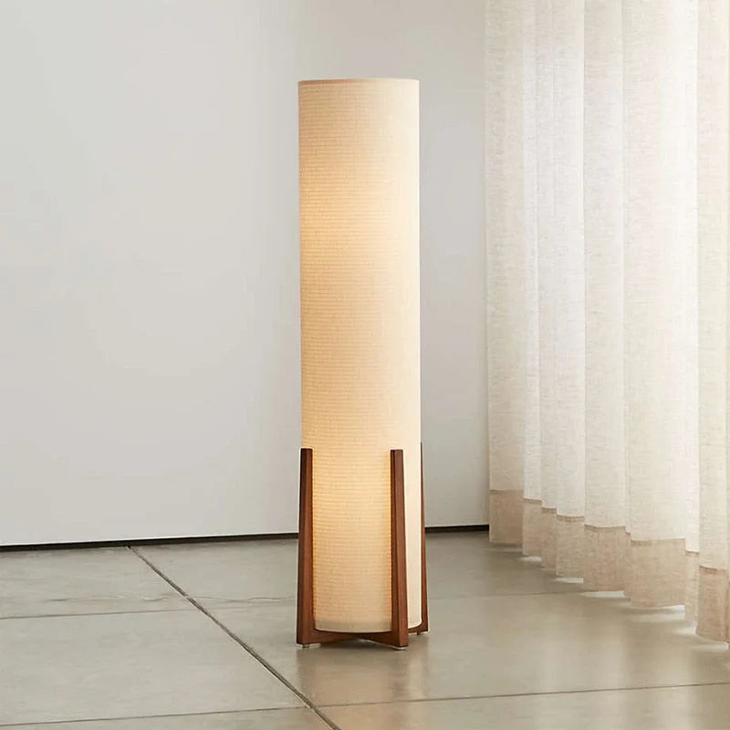 Mid-century bamboo and walnut lamp detail