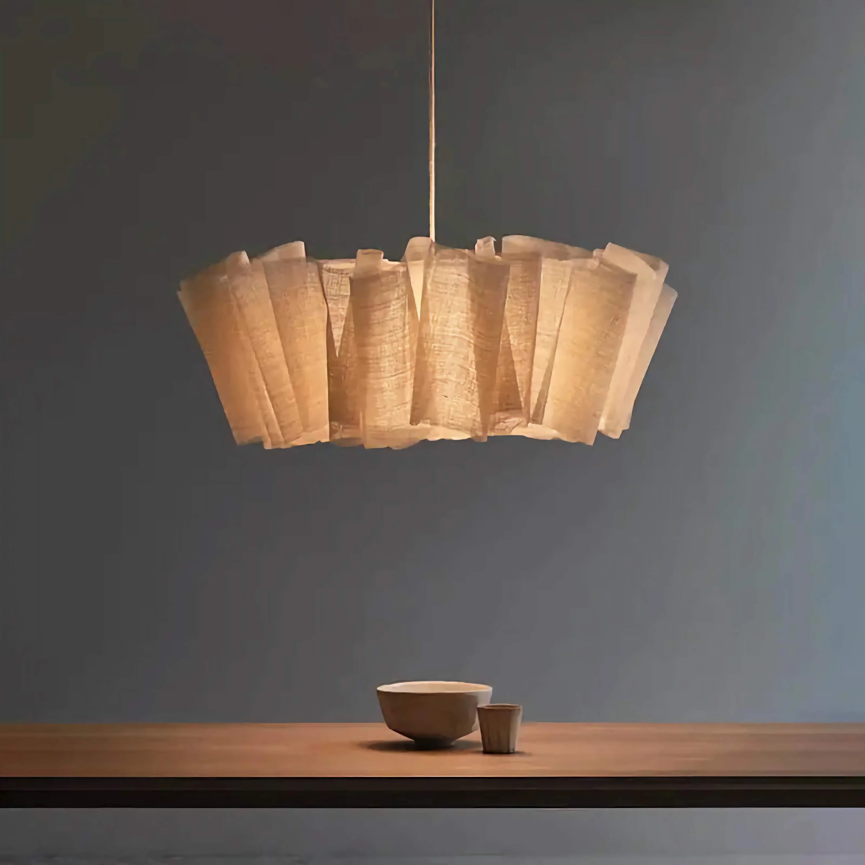 Japanese Style Pendant Light | Hand-knitted Fabric Lampshade | Warm Minimalist Japandi Biophilic Casalolalights Luxury
