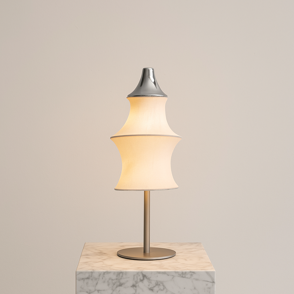 Fabric & Iron Table Lamp | Modern Minimalist Desk or Bedside Lighting