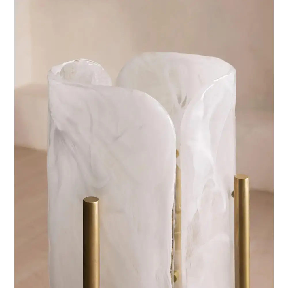 Minimalist Marble & Brass Floor Lamp | Sculptural Modern Lighting - Lamps