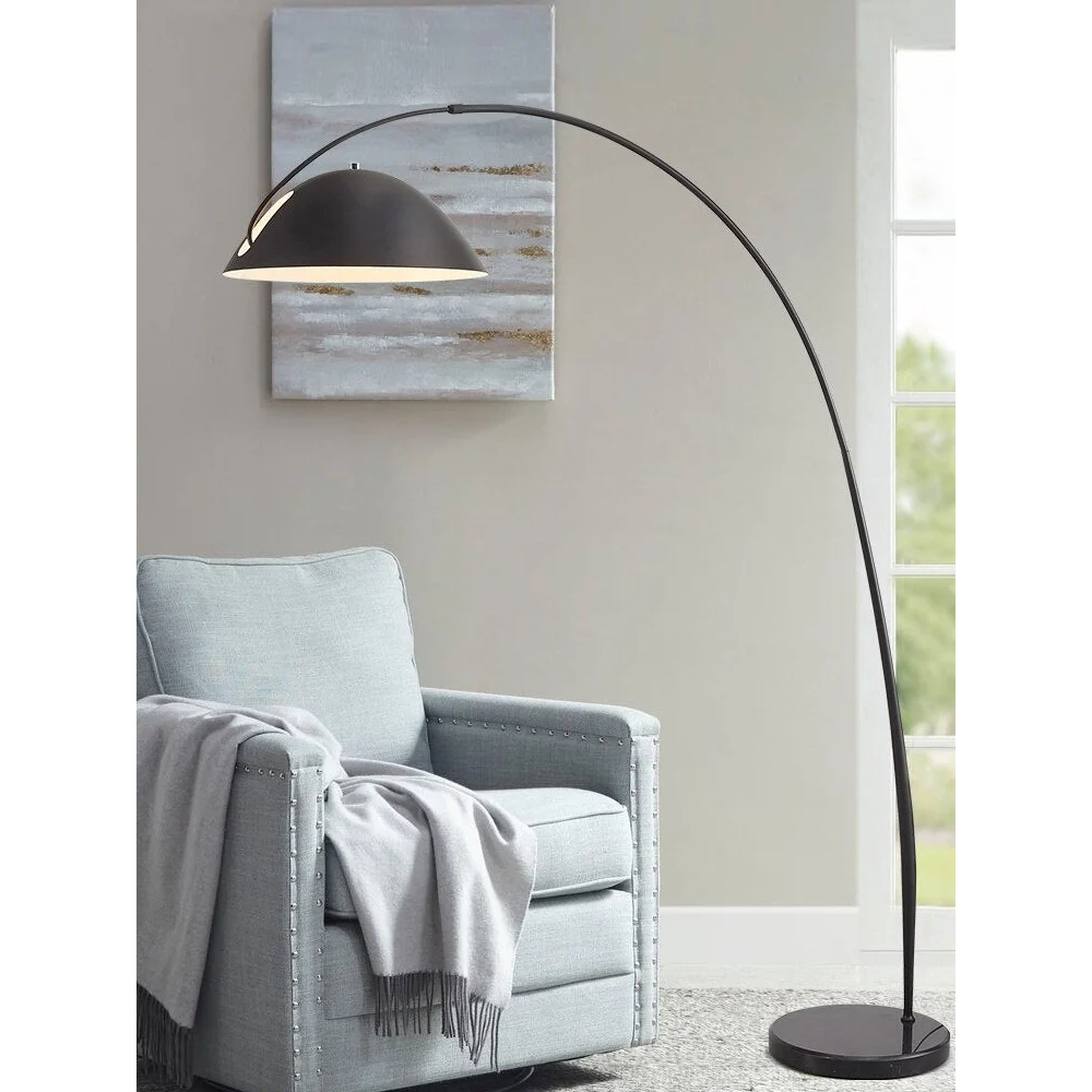 Minimalist Metal Black Arc Floor Lamp Sleek Design | Polished Chrome Finish