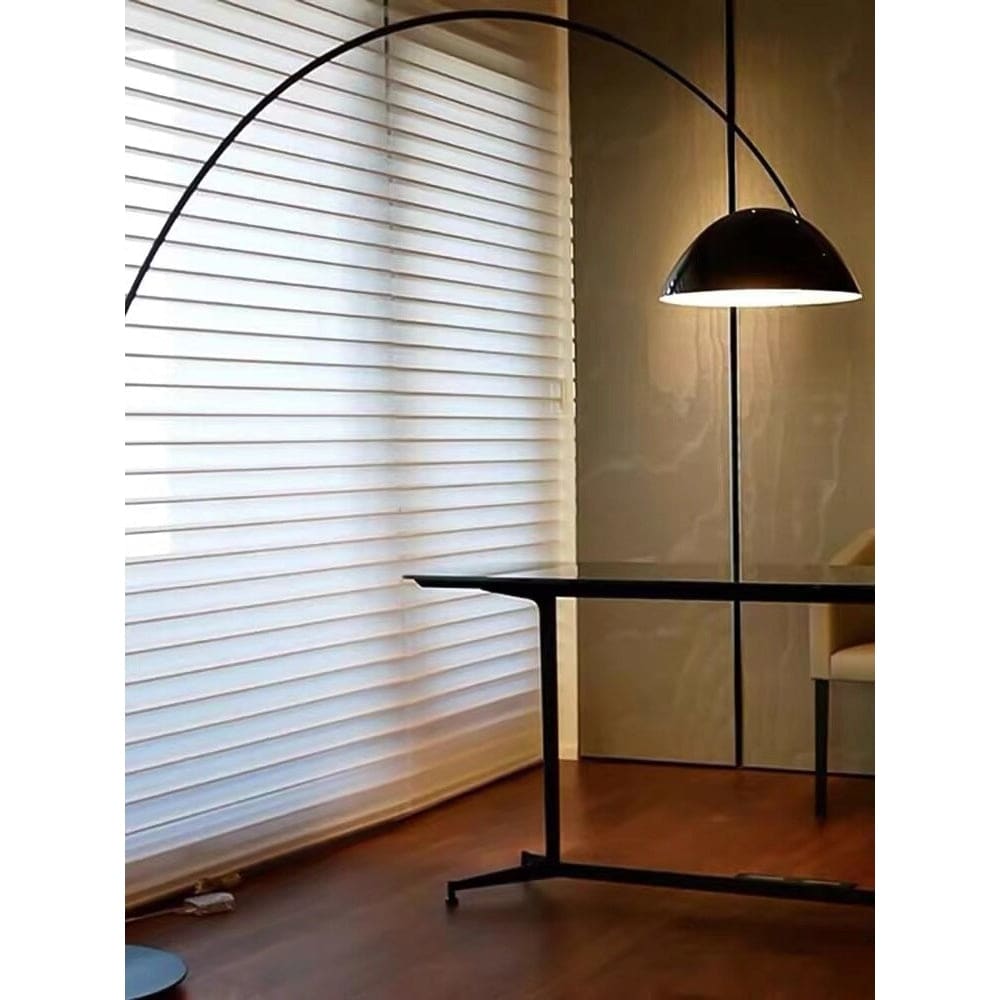 Minimalist Metal Black Arc Floor Lamp Sleek Design | Polished Chrome Finish - Lamps