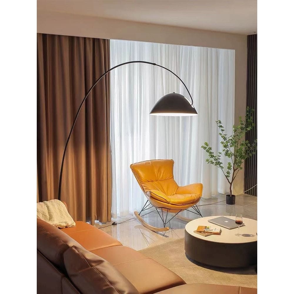 Minimalist Metal Black Arc Floor Lamp Sleek Design | Polished Chrome Finish - Lamps
