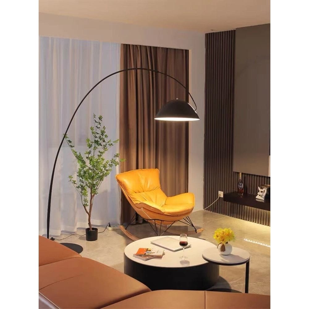 Minimalist Metal Black Arc Floor Lamp Sleek Design | Polished Chrome Finish - Lamps