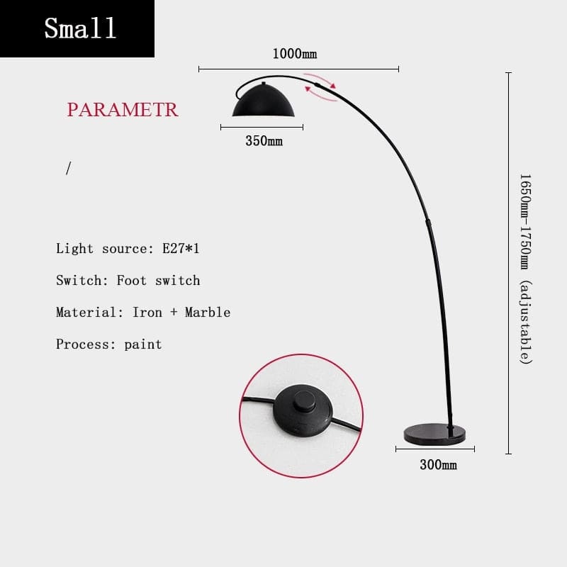 Minimalist Metal Black Arc Floor Lamp Sleek Design | Polished Chrome Finish - Lamps