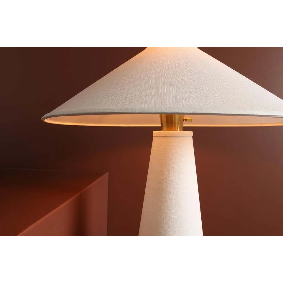 Minimalist ivory table lamp in a living room