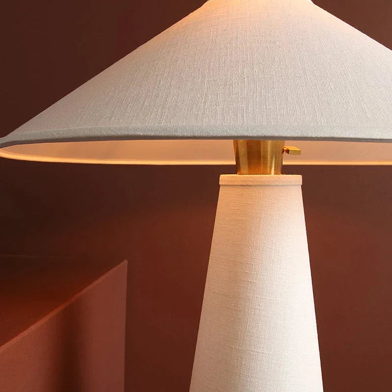 Hand-knitted shade lamp in a bedroom