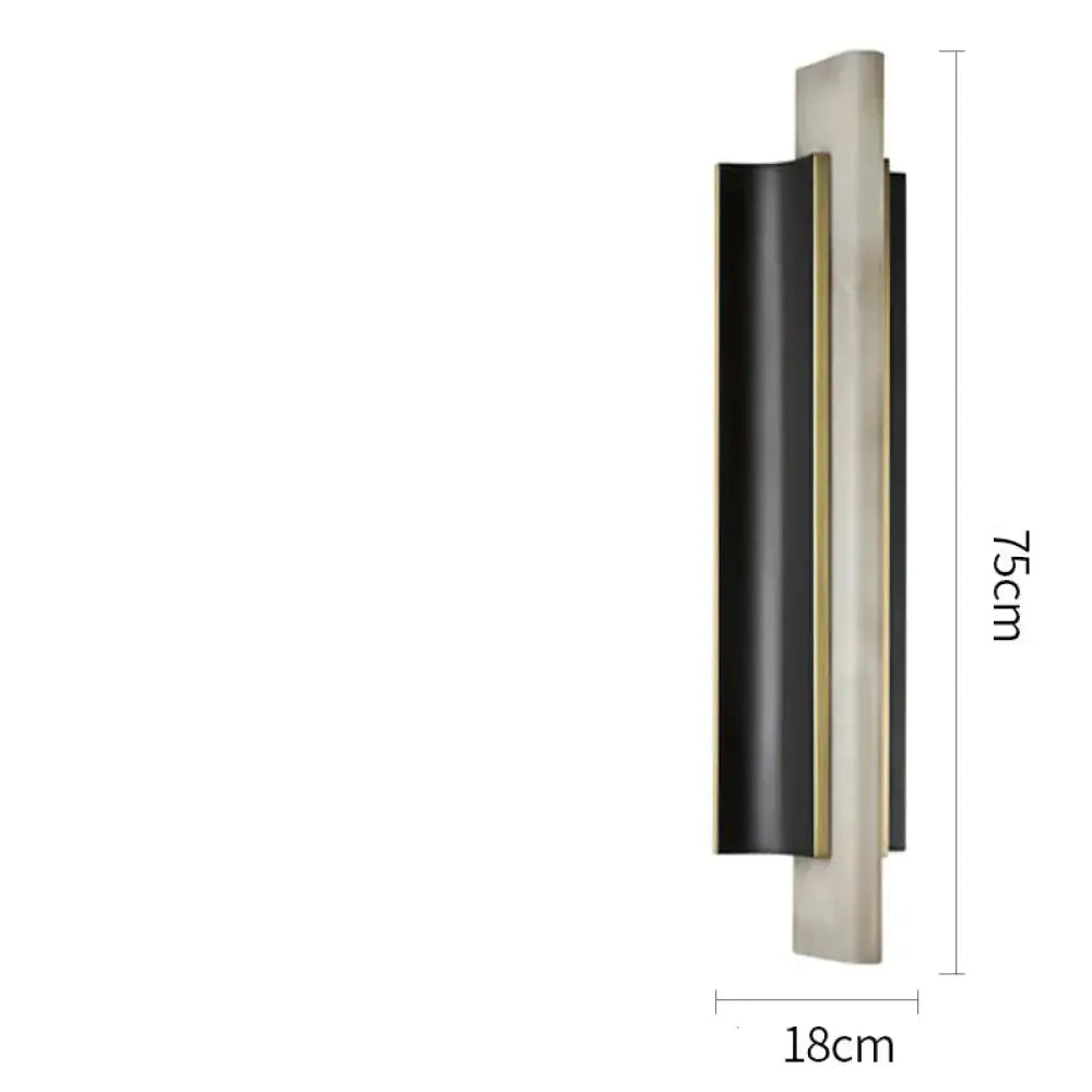 Modern Alabaster Wall Sconce – Black & Brass for Hallway Bedroom - Sconces