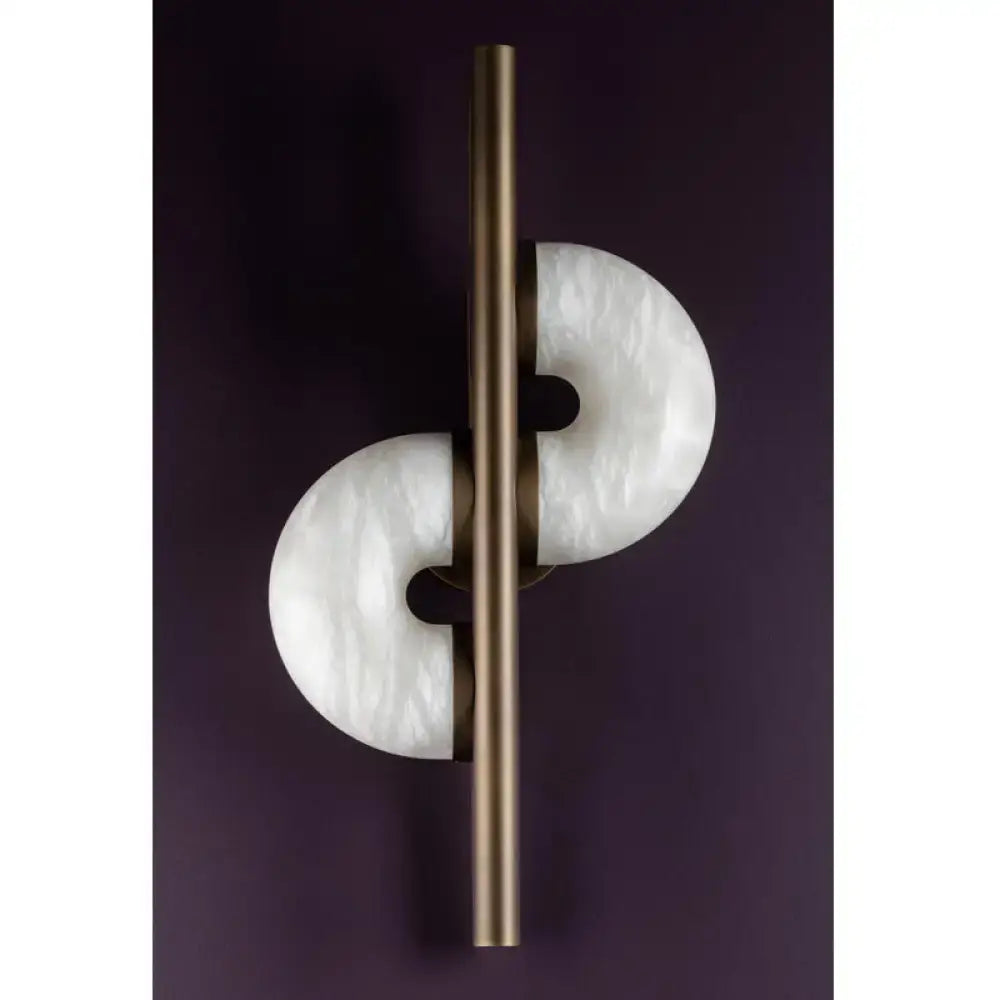 Modern Alabaster Wall Sconce – Brass Frame for Bedroom & Living Room - Sconces