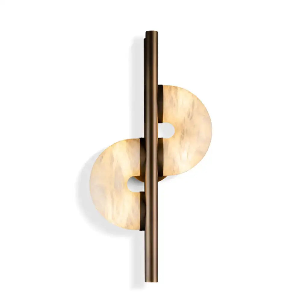 Modern Alabaster Wall Sconce – Brass Frame for Bedroom & Living Room - Sconces