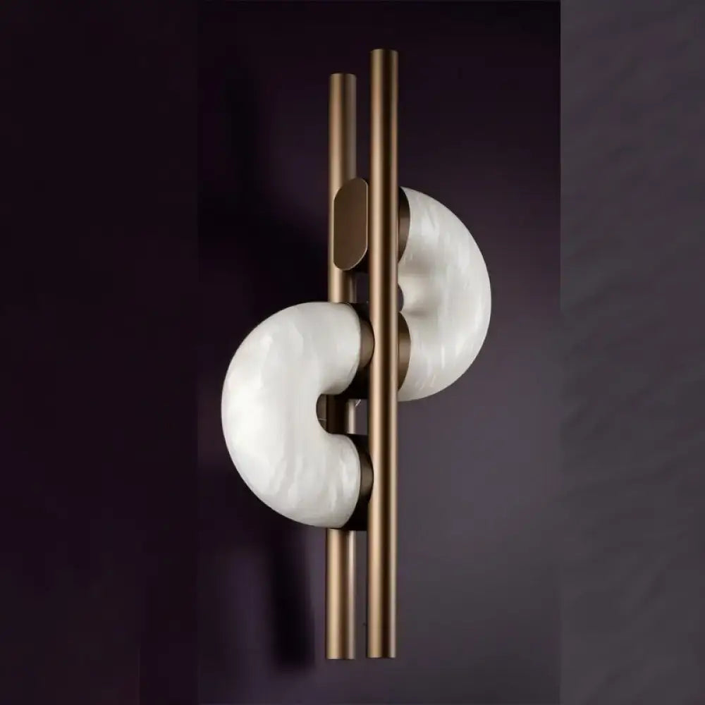 Modern Alabaster Wall Sconce – Brass Frame for Bedroom & Living Room - Sconces