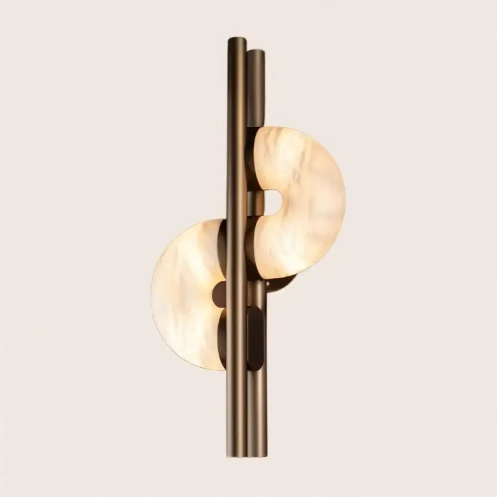 Modern Alabaster Wall Sconce – Brass Frame for Bedroom & Living Room - Sconces