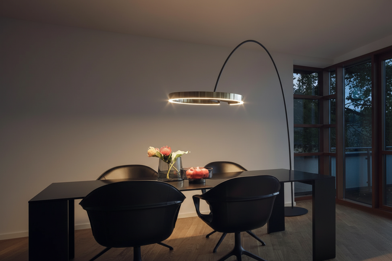 Modern Arc Floor Lamp with Golden Ring Led Lampshade | Metal 200cm Aluminum Shade Casalolalights Luxury Lamps