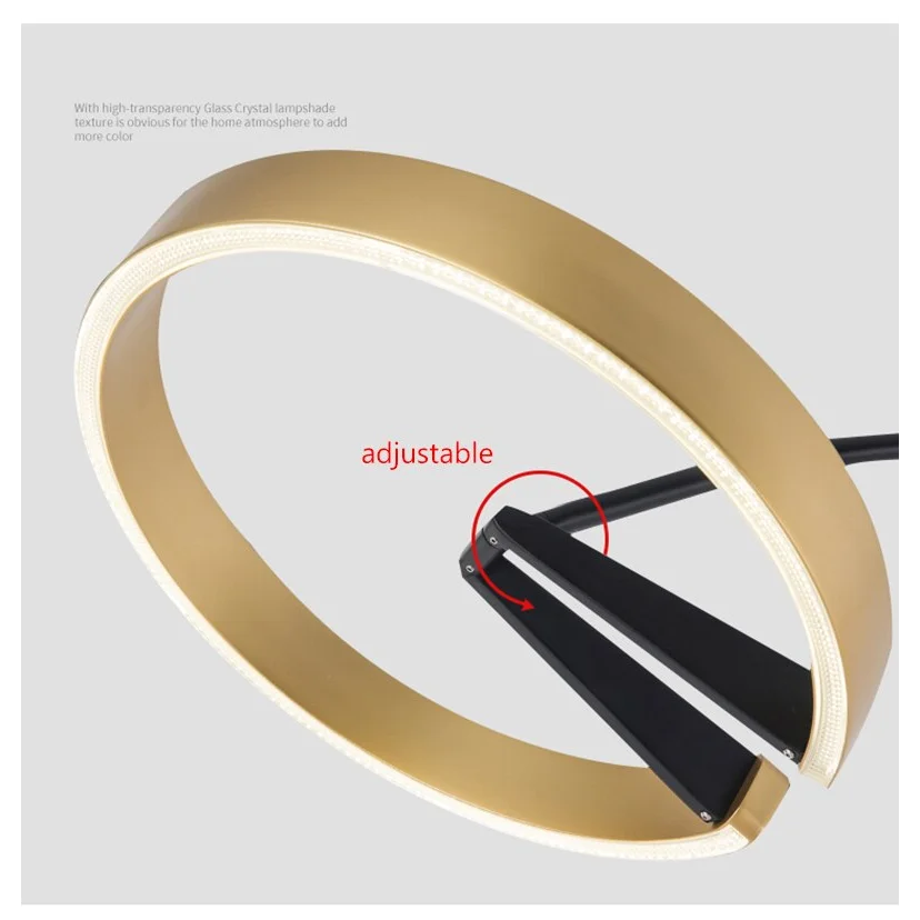 Modern Arc Floor Lamp with Golden Ring Led Lampshade | Metal 200cm Aluminum Shade