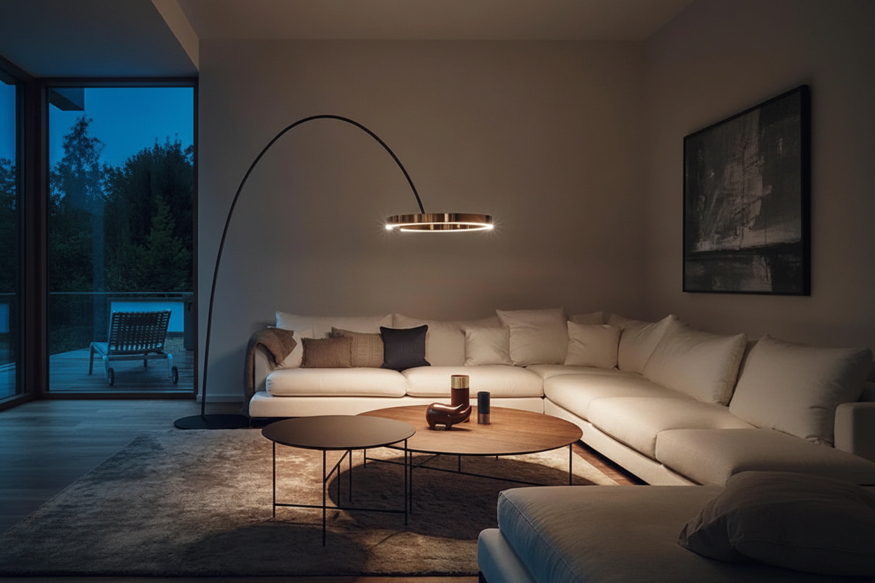 Modern Arc Floor Lamp with Golden Ring Led Lampshade | Metal 200cm Aluminum Shade Casalolalights Luxury Lamps