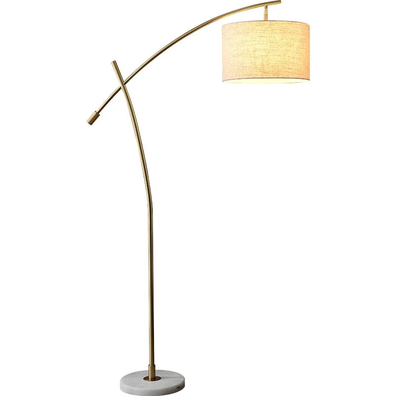 Minimalist Arc Floor Lamp | Living Room Lamps | Metal Base White Fabric Lampshade | Casalola