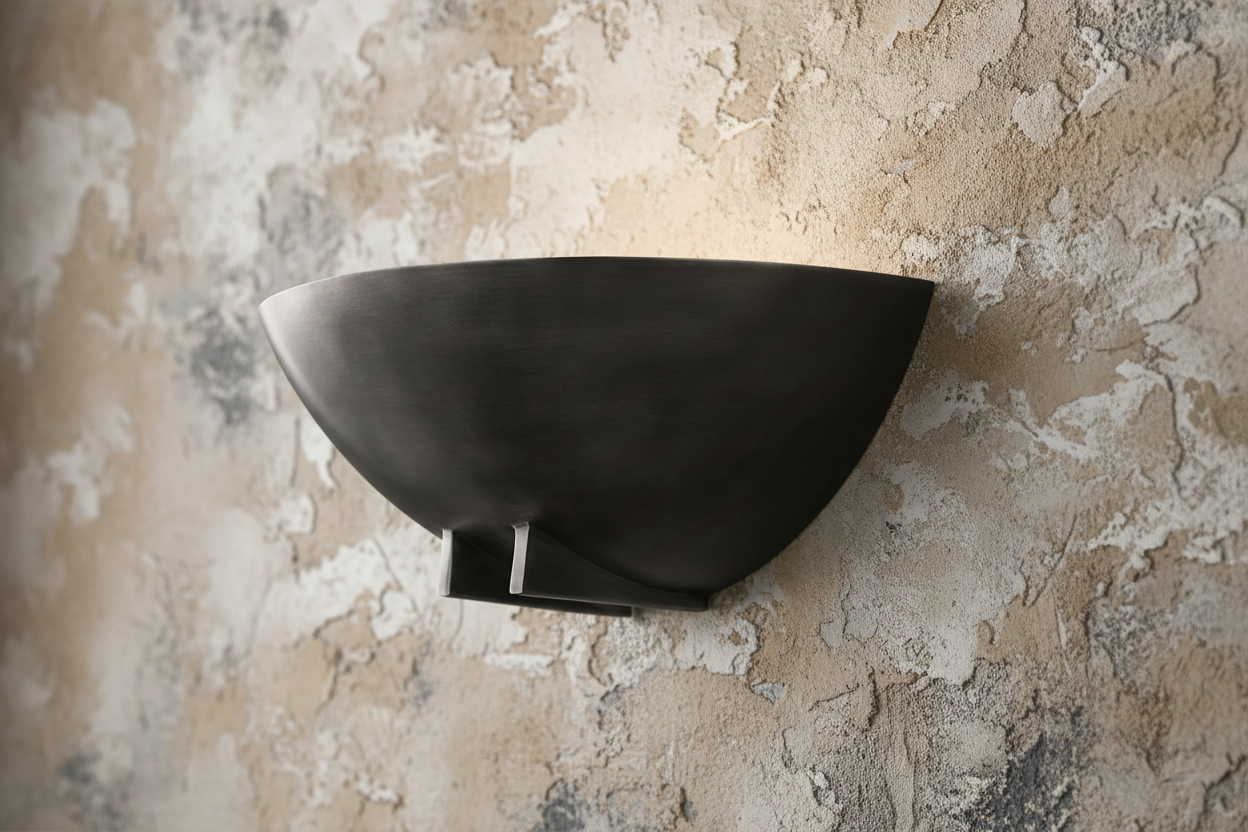 Black bowl wall sconce full view