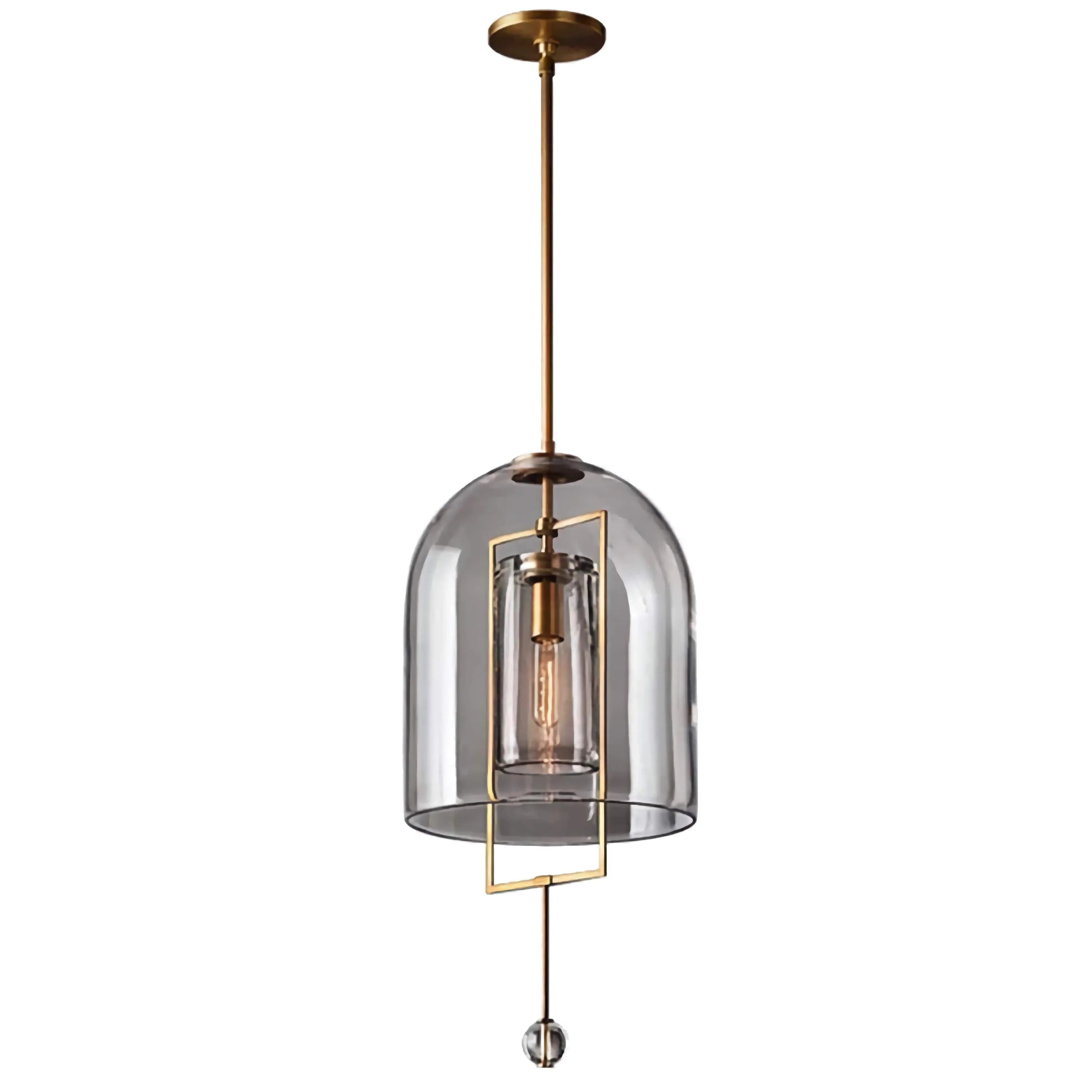 Modern Glass Pendant Light with Copper Accents – Black Ceiling Fixture for Kitchen Island or Entryway