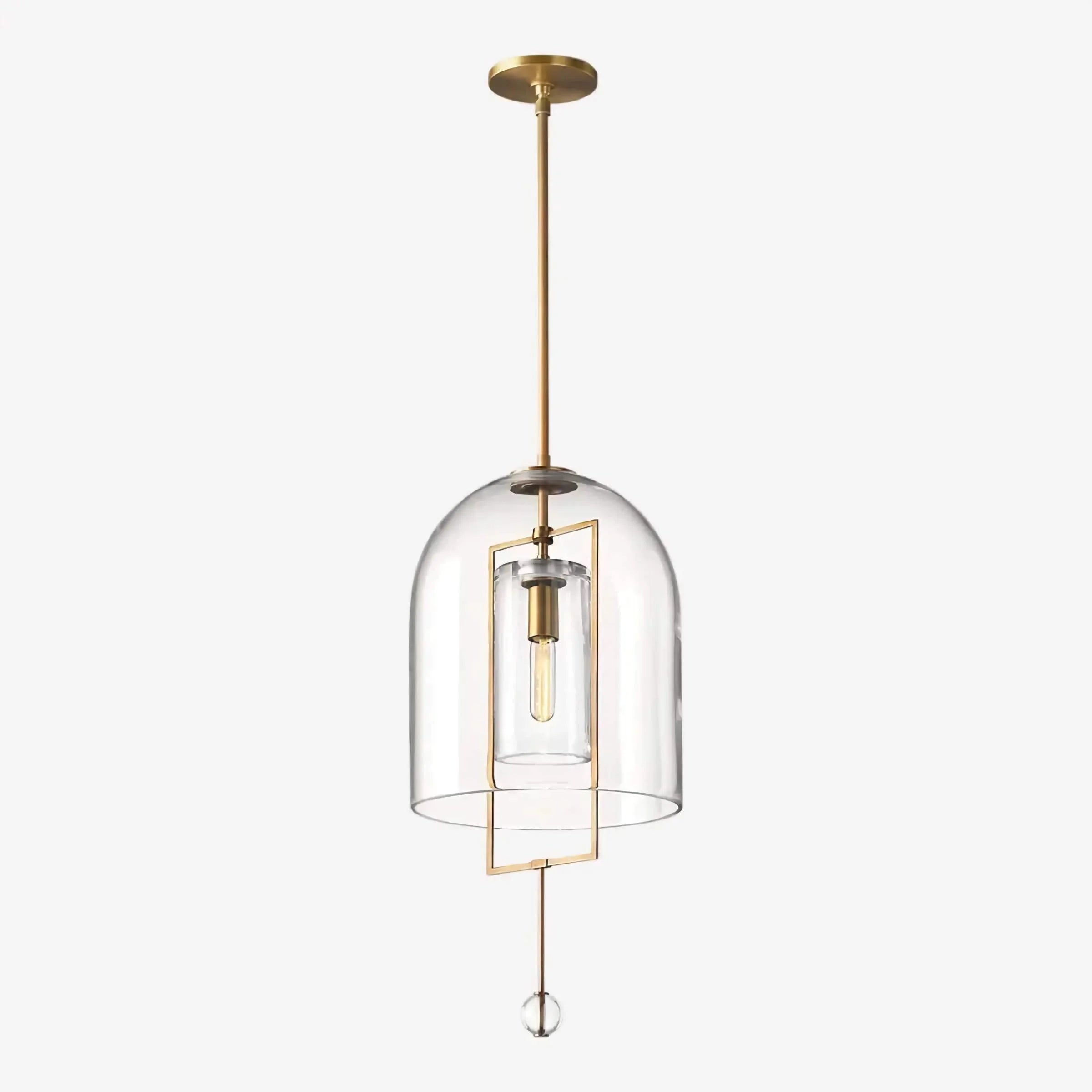Modern Glass Pendant Light with Copper Accents – Black Ceiling Fixture for Kitchen Island or Entryway