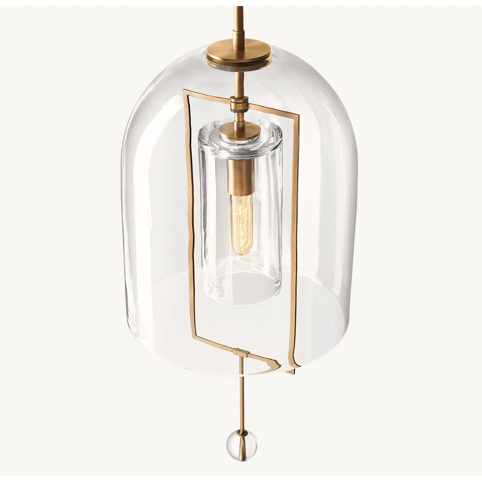 Modern Glass Pendant Light with Copper Accents – Black Ceiling Fixture for Kitchen Island or Entryway