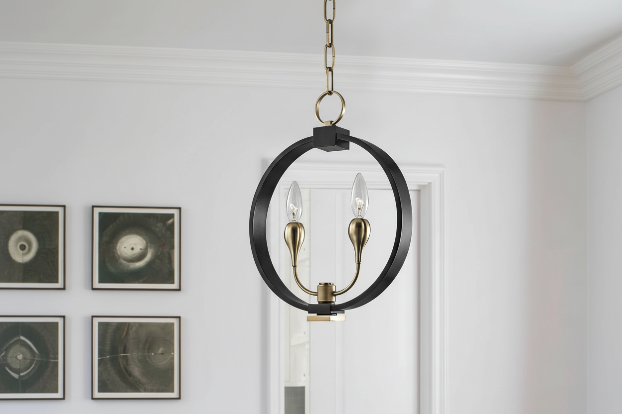 Iron candelabra orb detail