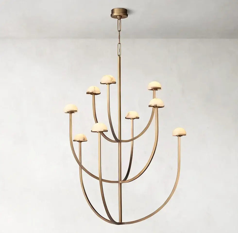 Copper and Alabaster Chandelier for Living Room or Dining | Casalola Lights - Chandeliers